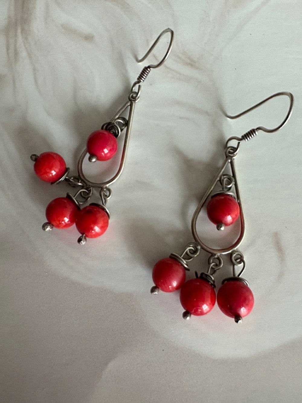 Red Bead Drop Earrings - Women Jewelry